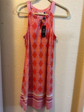 Cabana Life Pink & Coral Printed Midi Dress